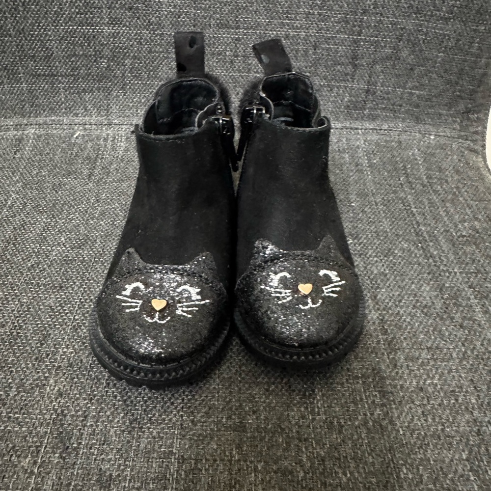 Baby Black Cat Face Ankle Boots